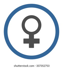 Female Symbol vector icon. Style is bicolor flat rounded symbol, cobalt and gray colors, rounded angles, white background.