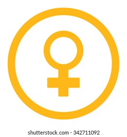 Female Symbol vector icon. Style is flat rounded symbol, yellow color, rounded angles, white background.