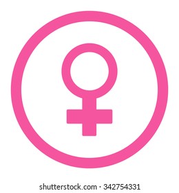 Female Symbol vector icon. Style is flat rounded symbol, pink color, rounded angles, white background.