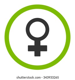 Female Symbol vector icon. Style is bicolor flat rounded symbol, eco green and gray colors, rounded angles, white background.