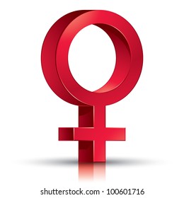 Female Symbol Venus With Transparent Shadow And Reflection Ready To Put Over Any Background, 3d Vector Icon.