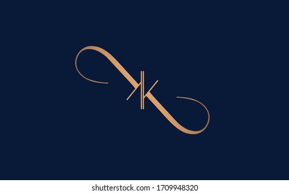 Female symetric monogram KK for a beauty center. Logo vector linear initials K. Emblem design on white background. Lettering business logotype.
