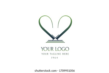 Female symetric monogram V for a beauty center. Logo vector linear initial V in a shape of heart. Emblem design with hornes on white background. Lettering business logotype.