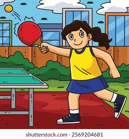 Female Table Tennis Player Hitting a Ball Colored 