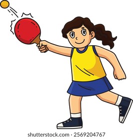 Female Table Tennis Player Hitting a Ball Clipart