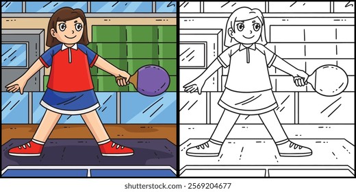 Female Table Tennis Player Playing Illustration