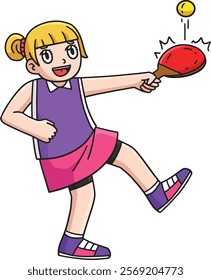 Female Table Tennis Player Practicing Clipart