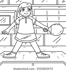 Female Table Tennis Player Ready to Play Coloring