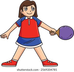 Female Table Tennis Player Ready to Play Clipart