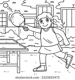 Female Table Tennis Player Returning Ball Coloring