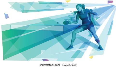 Female table tennis returning ball