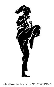 Female Taekwondo Silhouette, Ready Kick