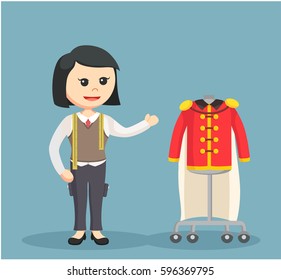female tailor presenting suit