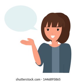 Female talking happily. Vector illustration.