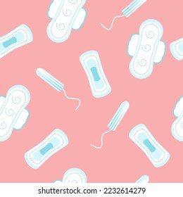 female tampon pads seamless pattern on a pink background