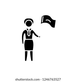 Female target black icon, vector sign on isolated background. Female target concept symbol, illustration 