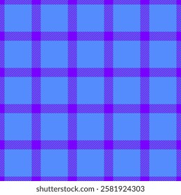 Female tartan texture pattern, modern vector check fabric. Repetitive plaid seamless background textile in bright and blue colors palette.