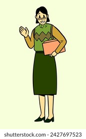 Female Teacher Carrying a Book Vector Illustration