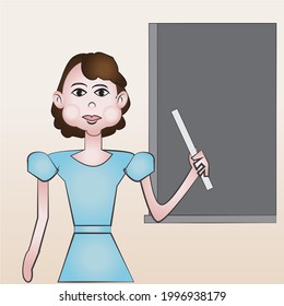Female Teacher Cartoon Character Illustration