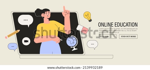 Female Teacher Classroom Online Learning Advanced 库存矢量图（免版税）2139932189 ...