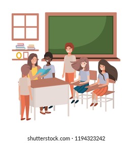 female teacher in the classroom with students