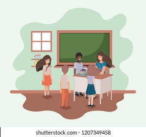 female teacher in the classroom with students
