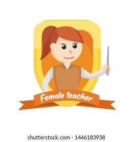 Female teacher in emblem illustration