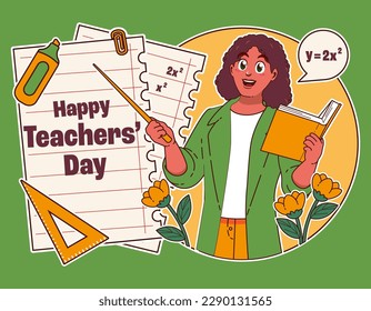 female teacher explaining the lesson, happy teachers day