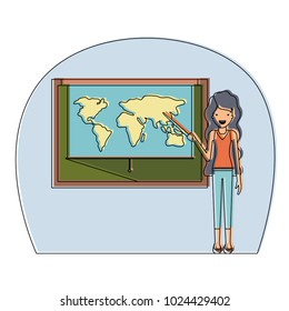 female teacher in geography class
