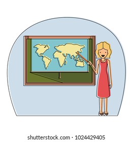 female teacher in geography class