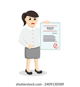 Female teacher giving grade F design character on white background