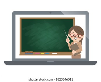 Female teacher giving online lessons