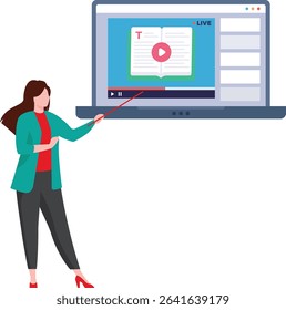 Female teacher giving Video lecture Illustration
