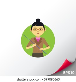 Female teacher with pointer