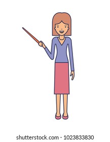 female teacher with pointing stick