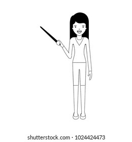 female teacher with pointing stick