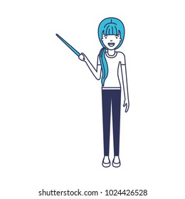 female teacher with pointing stick