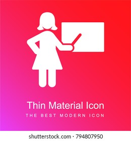 Female teacher red and pink gradient material white icon minimal design