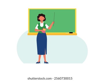 a female teacher is standing in front of the class while teaching a lesson to her students
design, vector, illustration