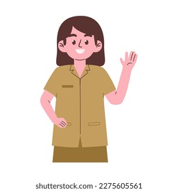 Female teacher teaching at class