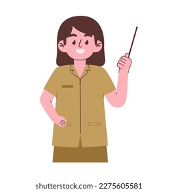 Female teacher teaching at class