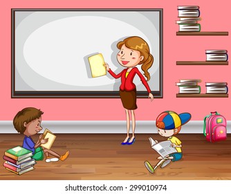 Female teacher teaching in the classroom