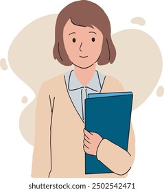 female teacher is teaching in flat vector style