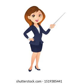 Female teacher teaching with a pointer