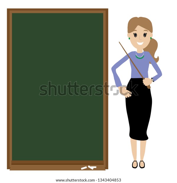 Female Teacher Vector Illustration Teacher Pointer Stock Vector Royalty Free 1343404853 4524