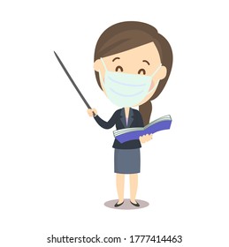 Female Teacher wearing Mask character vector
