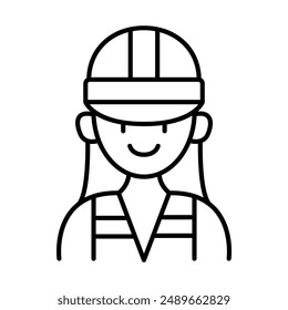 Female technician icon in thin line style Vector illustration graphic design 