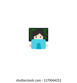 Female technologist vector flat illustration