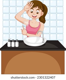 A female teen spray underarm deodorant illustration