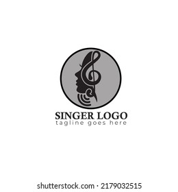 female template logo vector, song notation and signal suitable for karaoke company